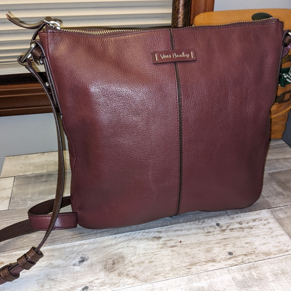 Vera Bradley Brown and Red Crossbody Bag with Structured Design